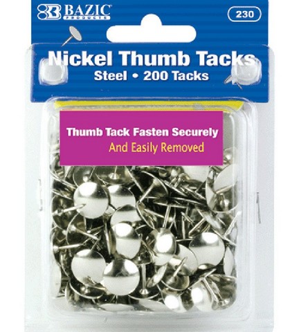 Bazic 230 Nickel (silver) Thumb Tack (200/pack) Pack Of 24