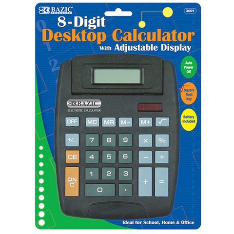 Bazic 3001 8-digit Large Desktop Calculator W/ Adjustable Display Case Of 12