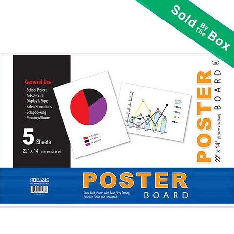 Bazic 530 22" X 14" White Poster Board (5/pack) Pack Of 48
