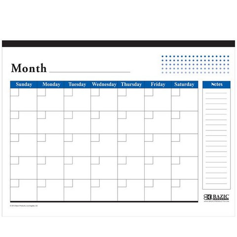 Bazic 588 17" X 22" Undated 12-months Desk Pad Calendar Case Of 24