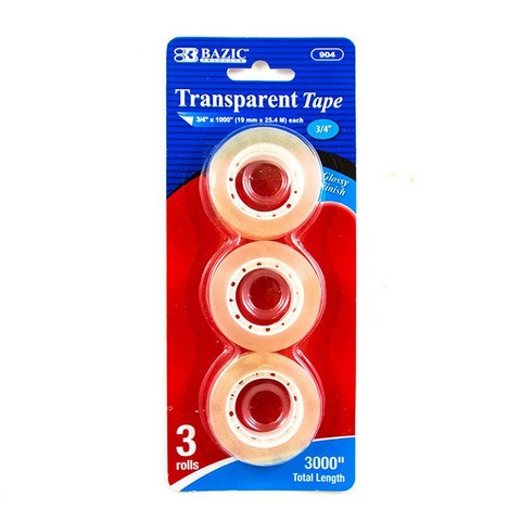 Bazic 904 3/4" X 1000" Transparent Tape Refill (3/pack) Case Of 24