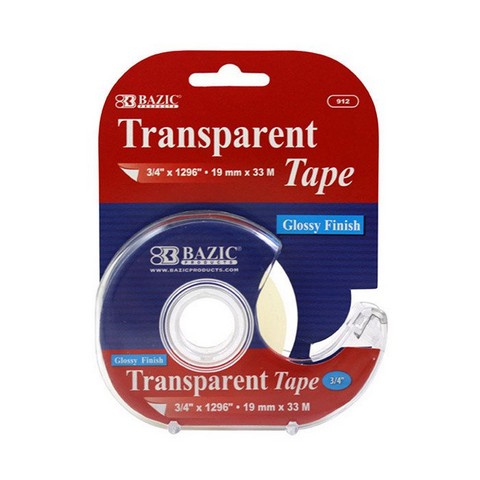 Bazic 912 3/4" X 1296" Transparent Tape W/ Dispenser Case Of 24
