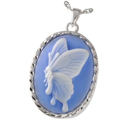 Mg-3514p Cremation Jewelry Sky Blue Butterfly Platinum Pendant