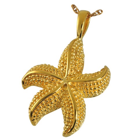 3130yg Cremation Jewelry Star Fish 14k Solid Yellow Gold Pendant