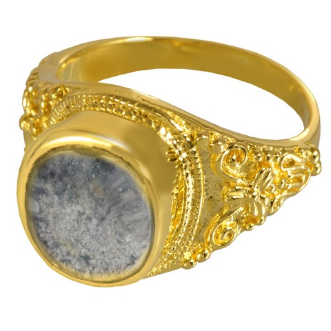2004bgp-10 Cremation Jewelry 14k Gold Plating Sterling Silver Ring With Clear Glass Front, Size 10
