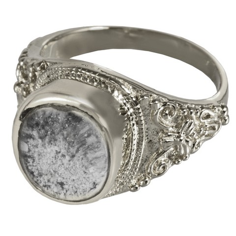 2004bp-10 Cremation Jewelry Platinum Sterling Silver Ring With Clear Glass Front , Size 10