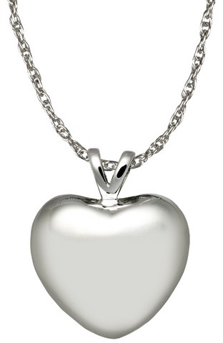 3107wg Cremation Jewelry Strong Heart 14k Solid White Gold Pendant