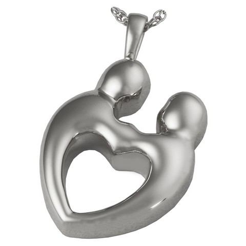 3190s Cremation Jewelry Together Forever Heart, Double Compartment Sterling Silver Pendant