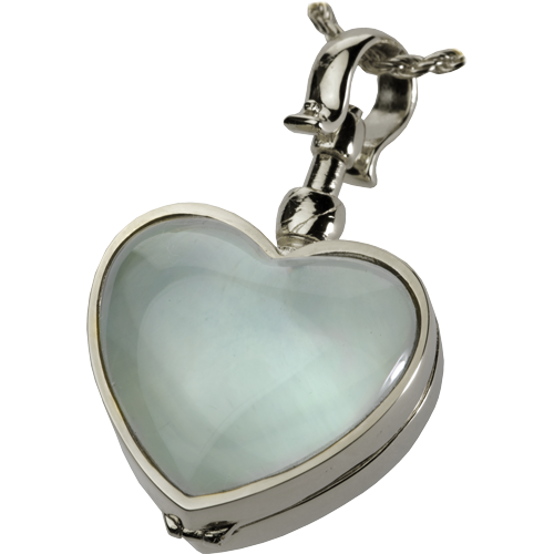 5000ss Glass Heart Locket Cremation Jewelry Victorian Glass Heart Locketsterling Silver Pendant