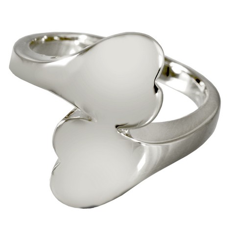 2016wg-5 Cremation Jewelry 14k Solid White Gold Companion Heart Ring , Size 5
