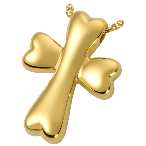 3096gp Pet Cremation Jewelry Dog Bone Cross 14k Gold Plating Pendant
