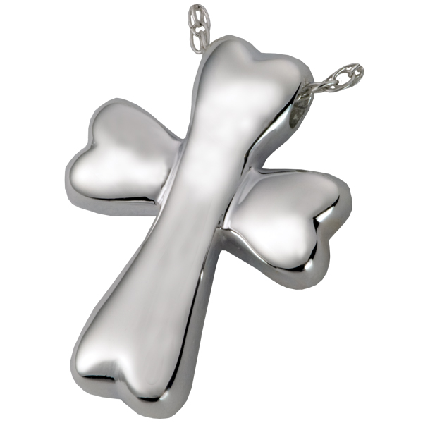 3096wg Pet Cremation Jewelry Dog Bone Cross 14k Solid White Pendant