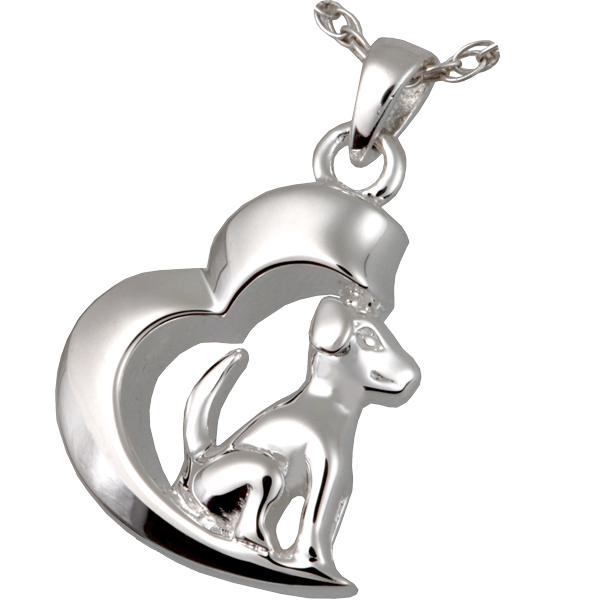 3068d-wg Pet Cremation Jewelry In My Heart Dog 14k Solid White Gold Pendant