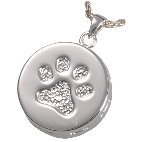 3807s Pet Cremation Jewelry Paw Print And Bones Cremation Sterling Silver Pendant