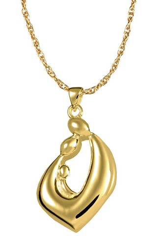 0969yg Cremation Jewelry Family Embrace Teardrop 14k Solid Yellow Gold Pendant