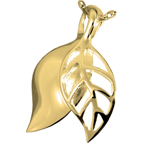 Mg-3321gp Cremation Jewelry Autumn Leaves 14k Gold Plating Pendant