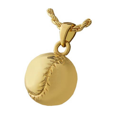 3040yg Cremation Jewelry Baseball 14k Solid Yellow Gold Pendant