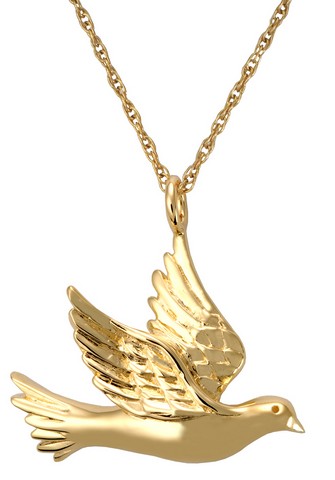 Mg-3196yg Cremation Jewelry Dove 14k Solid Yellow Gold Pendant