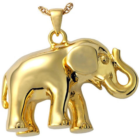 3264gp Cremation Jewelry Elephant Never Forgets 14k Gold Platingpendant