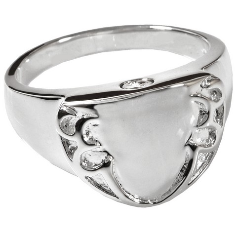 2022p-10 Cremation Jewelry Platinum Engravable Shield Ring , Size 10