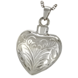 3094wg Cremation Jewelry Etched Heart 14k Solid White Gold Pendant