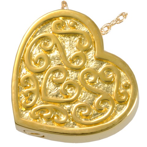 3112a Filigree Slide Heartgp Cremation Jewelry Filigree Slide Heart 14k Gold Plating Pendant