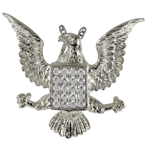3051wg Cremation Jewelry Jeweled Eagle 14k Solid White Gold Pendant