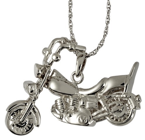 3304wg Cremation Jewelry Motorcycle 14k Solid White Gold Pendant