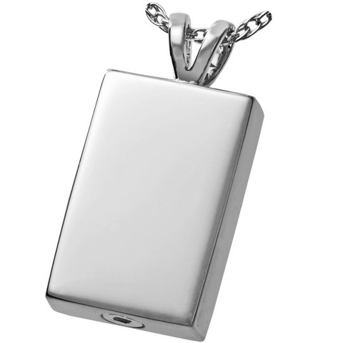 310wg Perfect Rectangle Cremation Jewelry Perfect Rectangle 14k Solid White Gold Pendant
