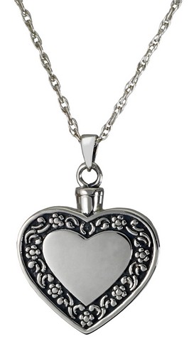 3058-bp Cremation Jewelry Rimmed Heart Platinum Pendant