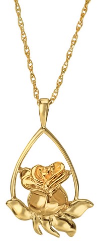 Mg-3169yg Cremation Jewelry Rose Tear Drop 14k Solid Yellow Gold Pendant