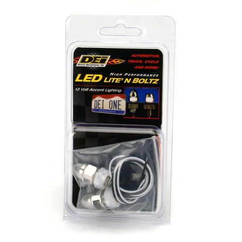030311 Led Lite N Boltz License Plate Lighting Kit, Acorn Polished - 2 Piece