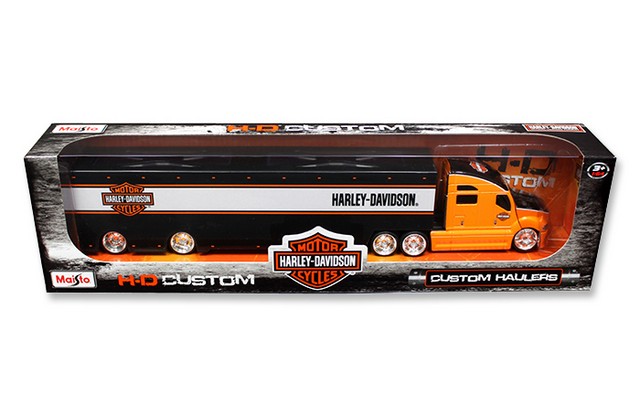 Maisto 11516or Harley Davidson Custom Hauler Trailer Orange 1-64 Diecast Model Truck