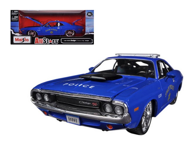 Maisto 31129bl 1970 Dodge Challenger R & T Coupe Police Blue All Stars 1-24 Diecast Model Car