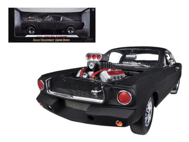 Sc178 1965 Ford Shelby Mustang Gt350r With Racing Engine Matt Black 1-18 Diecast Car Model