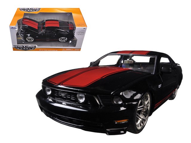 Jada 96868bk 2010 Ford Mustang Gt Black With Red Stripes 1-24 Diecast Model Car