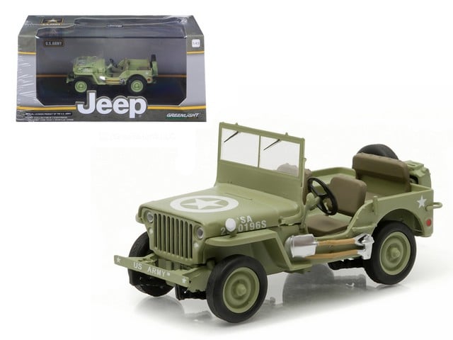 1944 Jeep Willys C7 U.s. Army Green With Star On Hood 1-43 Diecast Model Car