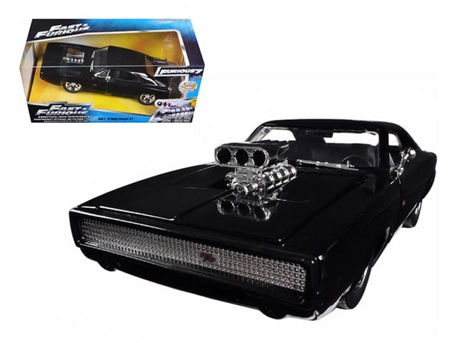 Doms 1970 Dodge Charger R & T Black Fast & Furious 7 Movie 1-24 Diecast Model Car