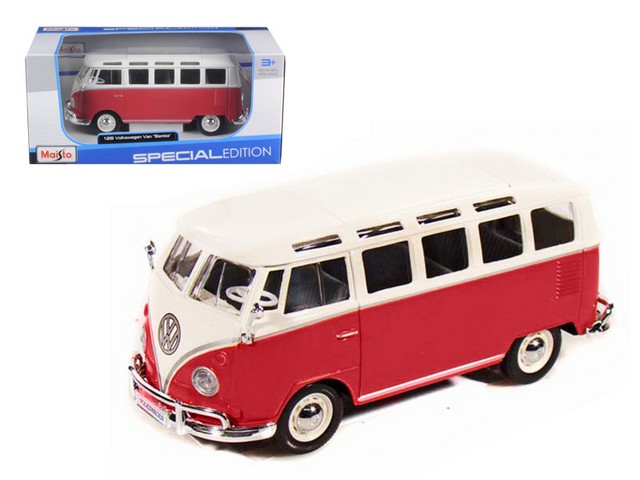 Maisto 31956r Volkswagen Samba Bus Red 1-25 Diecast Model Car