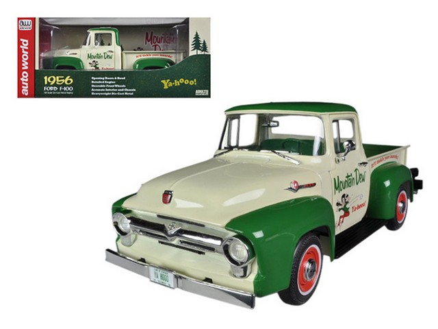 Autoworld Aw211 1956 Ford F-100 Pickup Truck Mountain Dew Limited To 1250 Piece 1-18 Diecast Model Car