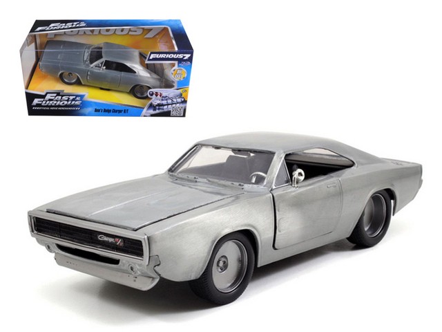 Jada 97336 Doms 1970 Dodge Charger R & T Bare Metal Fast & Furious 7 Movie 1-24 Diecast Model Car