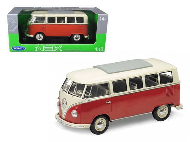 12531r 1963 Volkswagen Microbus T1 Bus Red 1-18 Diecast Model Car