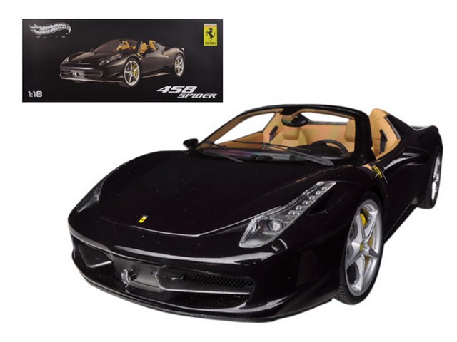 Bcj90 Ferrari 458 Spider F1 Glossy Black Elite Edition 1-18 Diecast Car Model