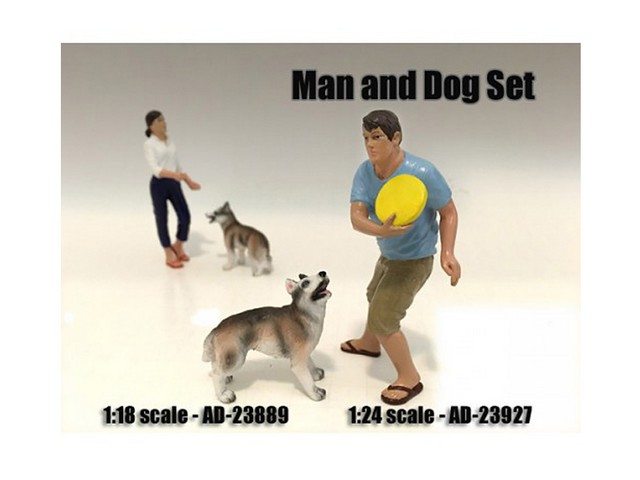 23927 Man & Dog 2 Piece Figure Set For 1-24 Scale Models