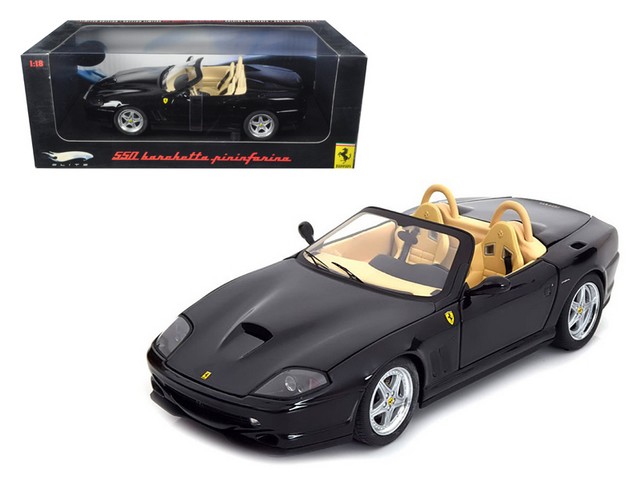 N2055 Ferrari 550 Barchetta Pininfarina Black Elite Edition 1-18 Diecast Model Car