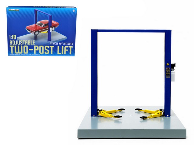 UPC 810166010108 product image for Greenlight 12915 Two Post Lift Yellow & Blue for 1-18 Scale Diecast Model Cars | upcitemdb.com