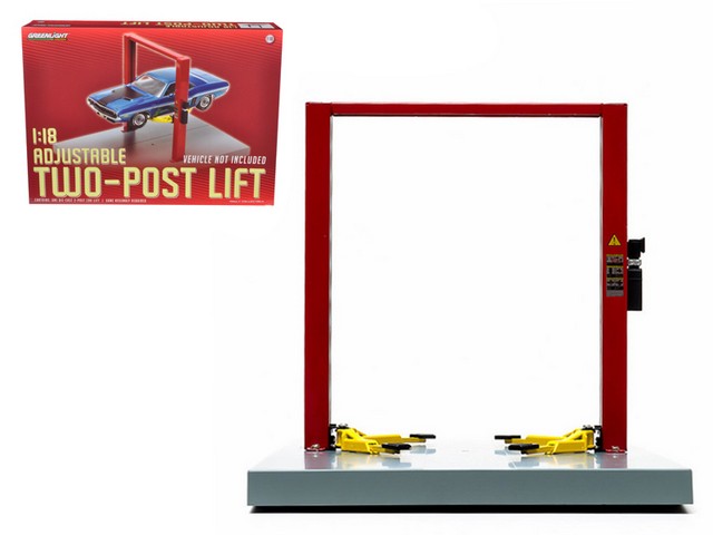 UPC 810166010115 product image for Greenlight 12916 Two Post Lift Red & Yellow for 1-18 Scale Diecast Model Cars | upcitemdb.com