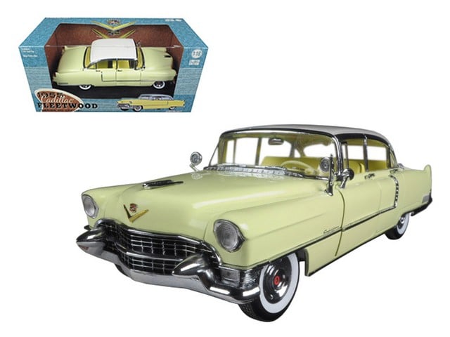 1955 Cadillac Fleetwood Series 60 Yellow With White Roof 1-18 Diecast Model Car