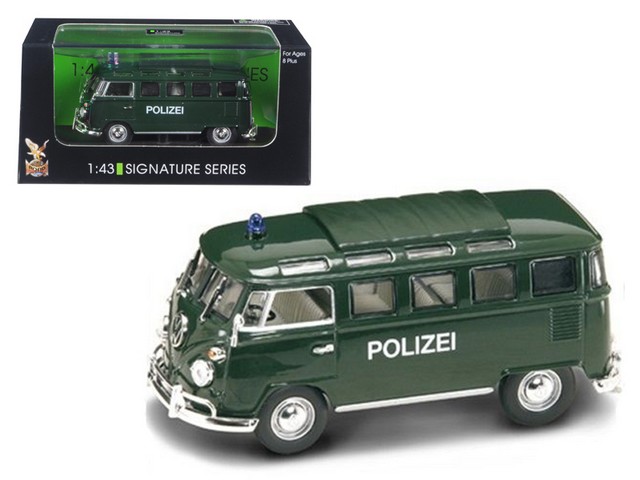 Ym43210 1962 Volkswagen Microbus Police Green 1-43 Diecast Car Model