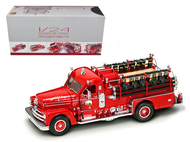 20168r 1958 Seagrave 750 Fire Engine Truck Red With Accessories 1-24 Diecast Model